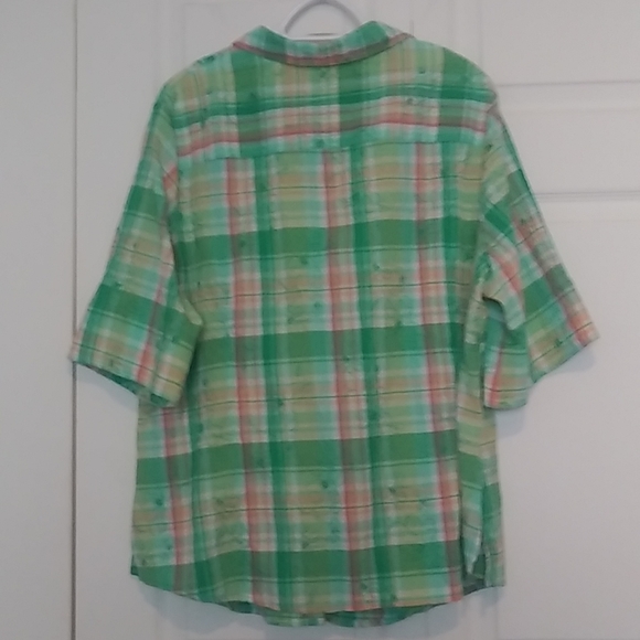 Short Sleeve Summer Shirt with Embroidery Detail - Size 22 - Alia - Picture 4 of 5